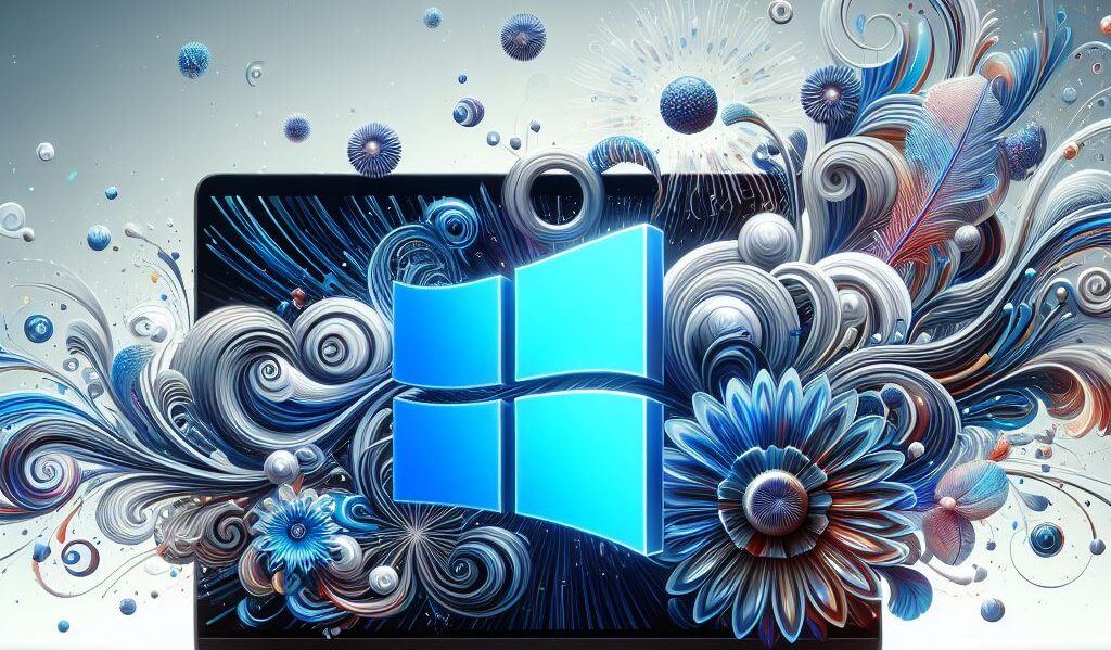 Logo Windows en pantalla de macbook, conceptualizado.