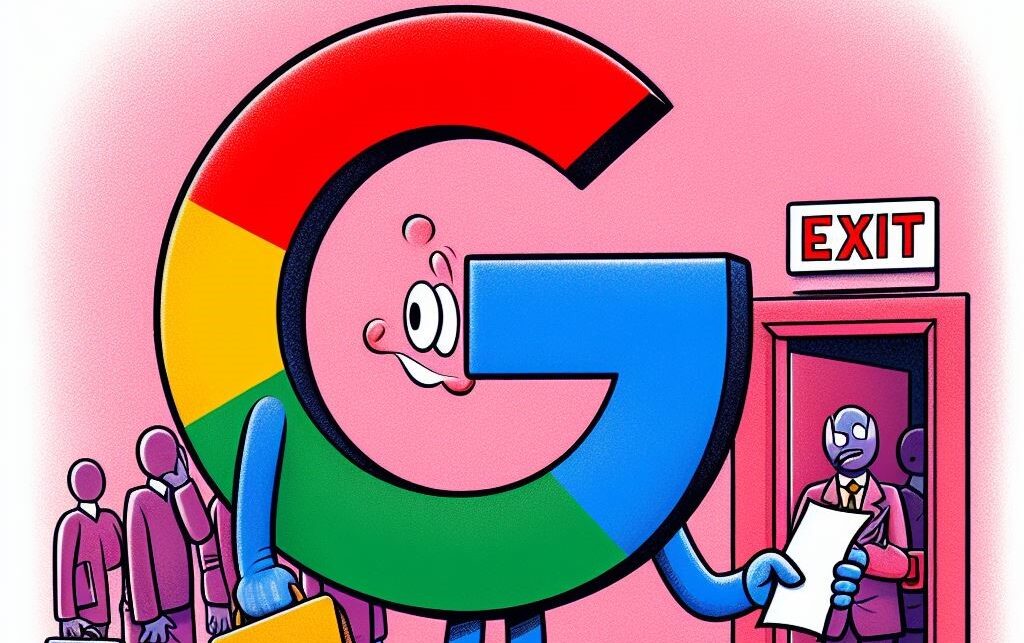 Logo de google con carta de despido a empleados mostrando la salida