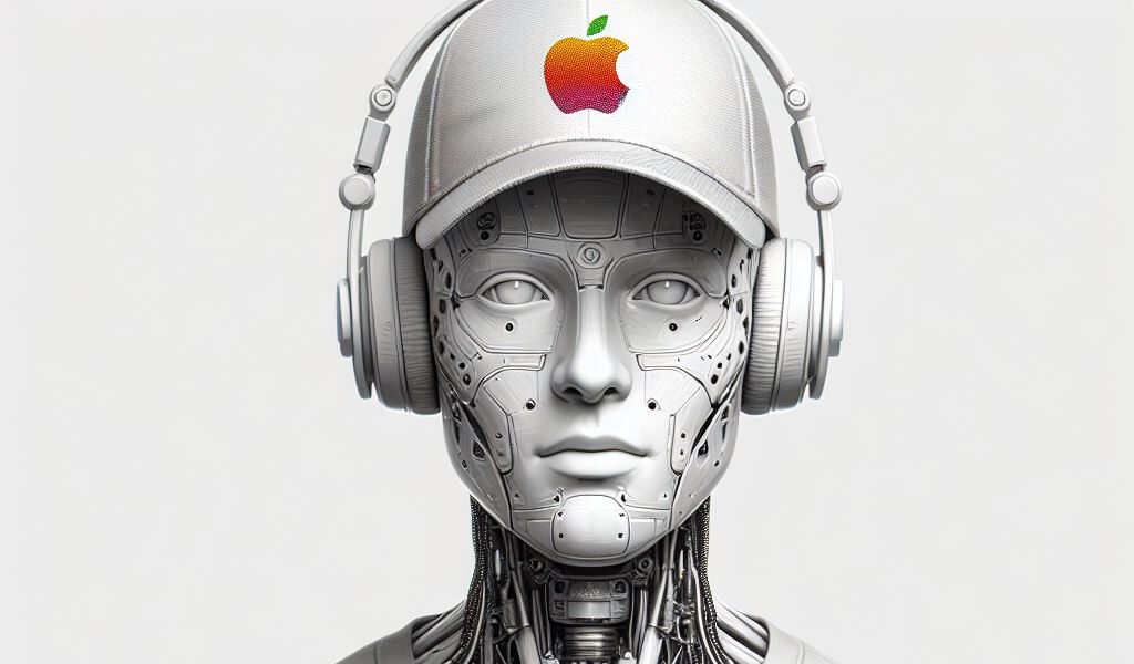 Imagen conceptual de IA personificada con gorra de Apple