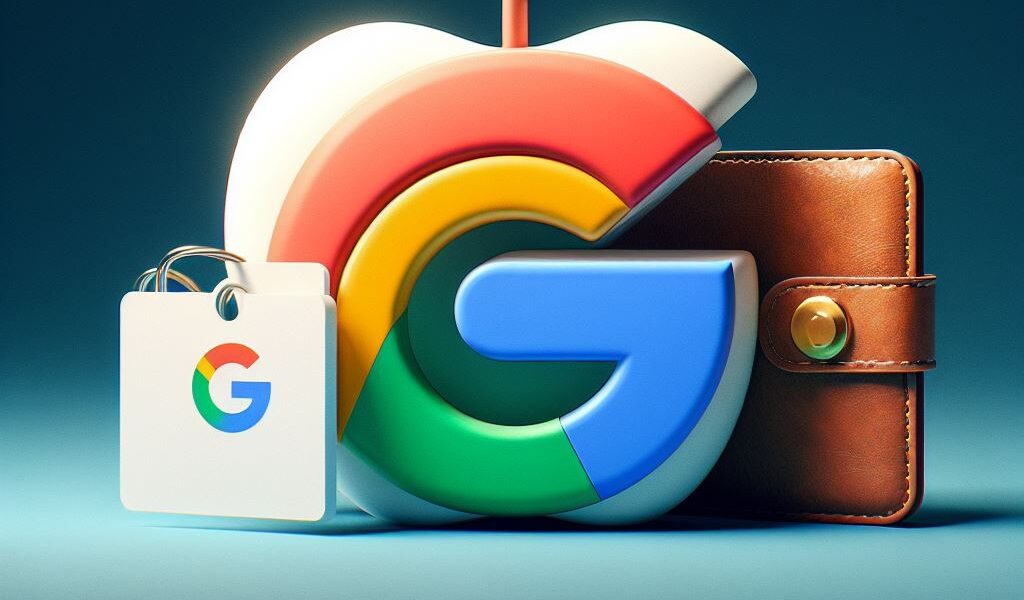 Billetera de google con un logo de apple