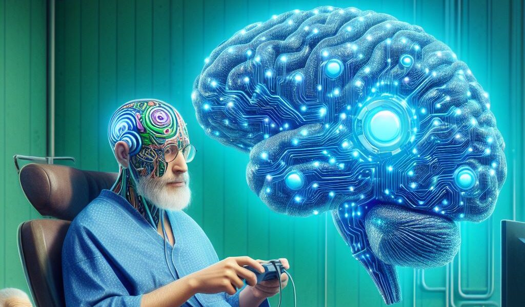 imagen conceptual de un chip implantado en el cerebro de una persona.